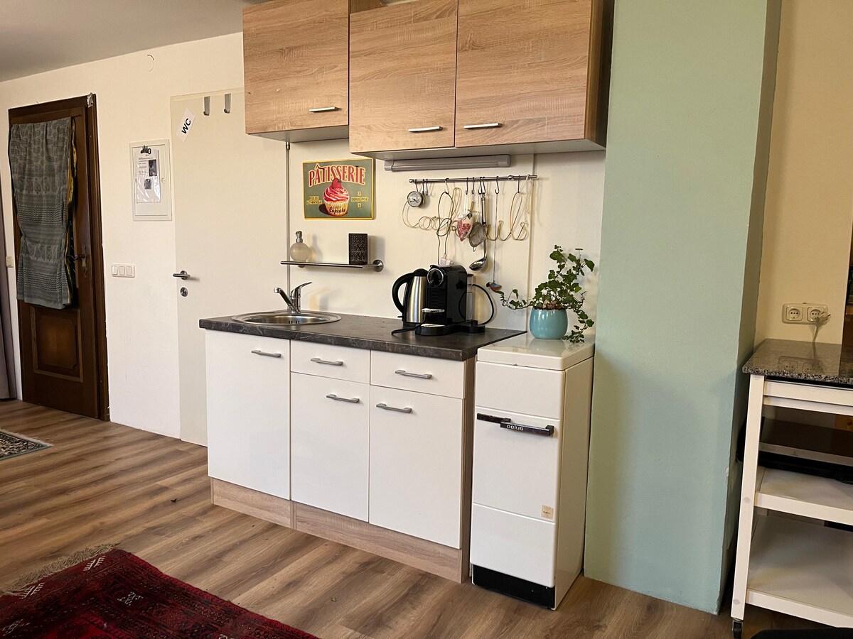 Wohn- und Schlafbereich des gemütlichen Ferienapartments in Dornet